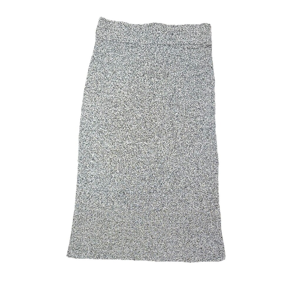 Loft Outlet Marled Knit Bodycon Midi Skirt Women’s Small Black White Stretch